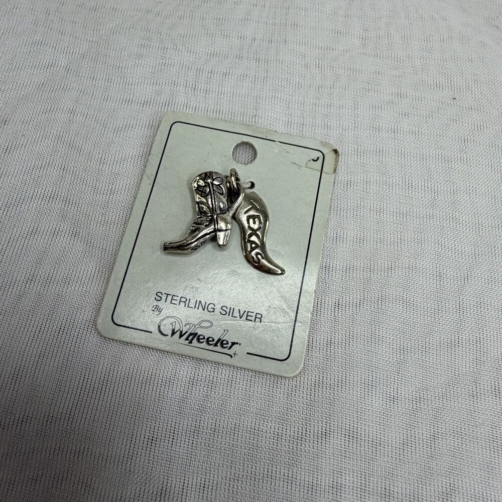 New Old Stock Sterling Silver Wheeler Necklace Pendants Cowboy Boot And Texas